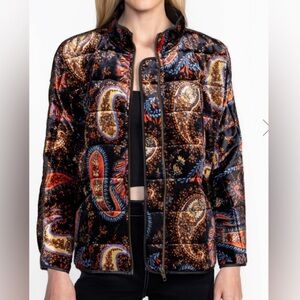 NWT JOHNNY WAS VELVET DOLMAN QUILTED Silk blend Paisley Print Women's Jacket